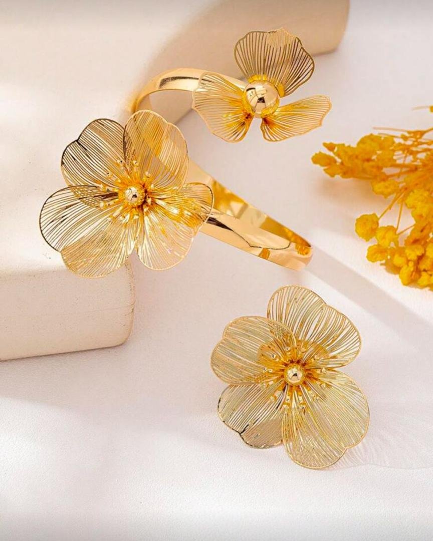2 pièces/Set Bracelet fleur et ensemble de bijoux pour bague