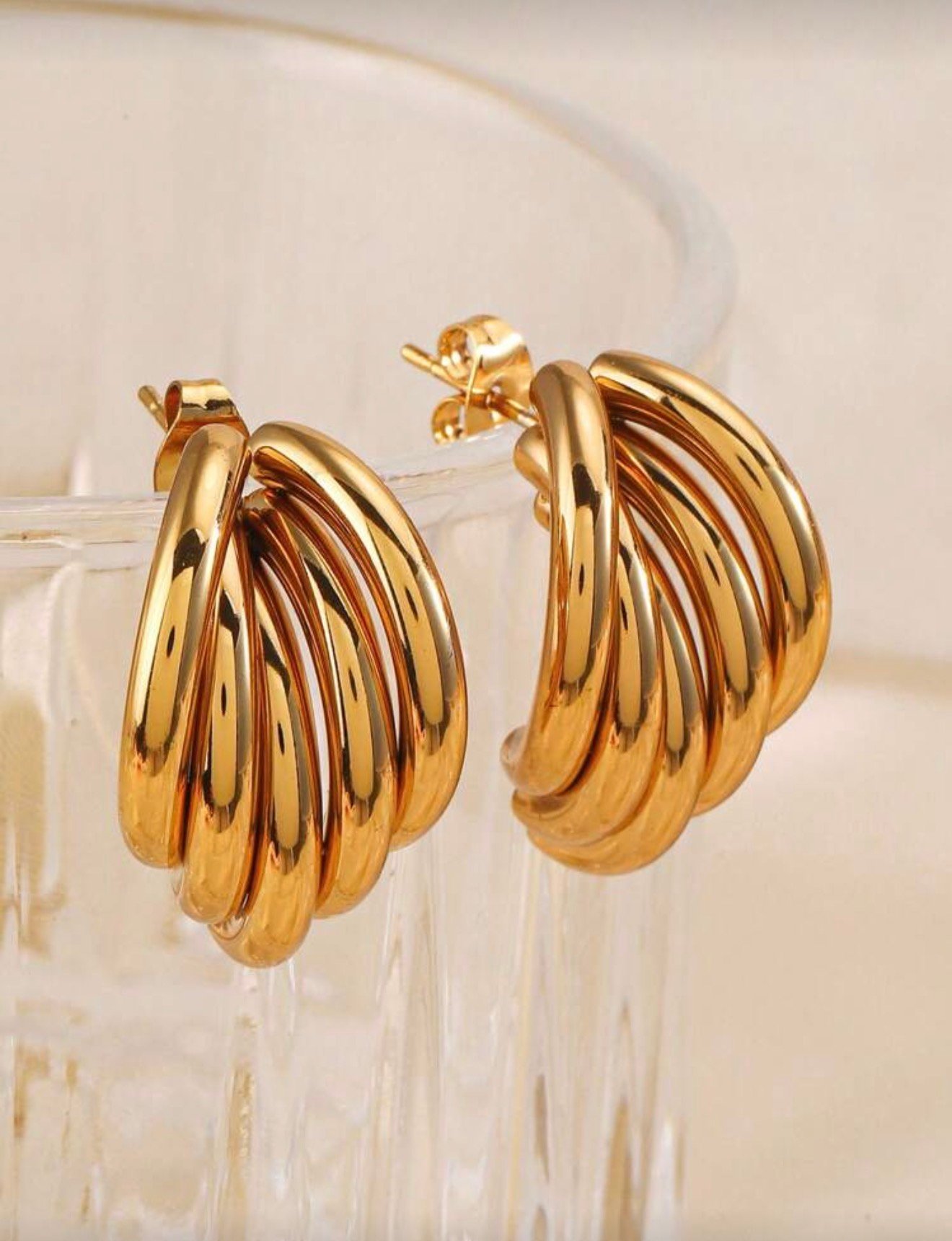 1 paire de boucles d'oreilles à clou en acier inoxydable