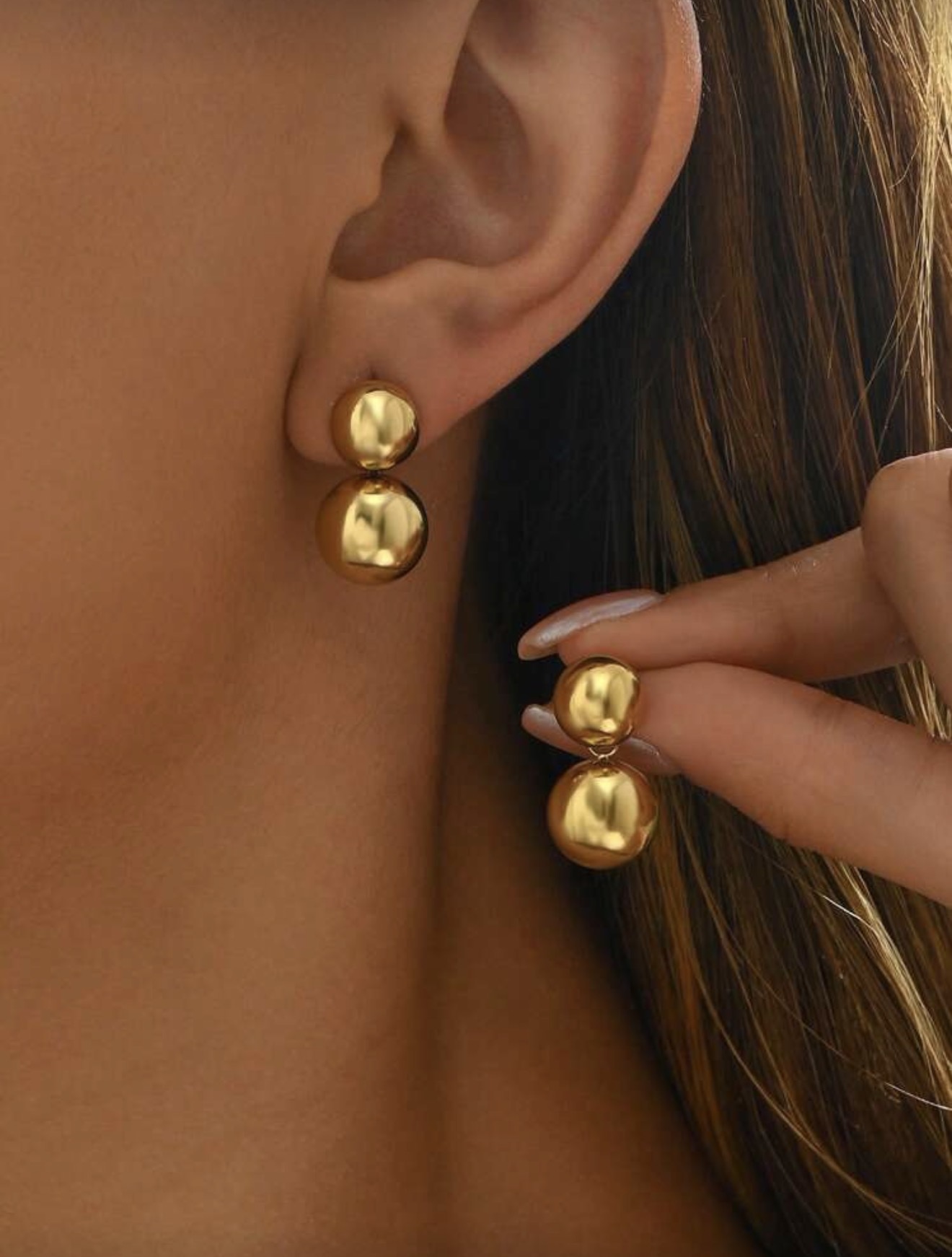 1 paire de boucles d'oreilles à tige en acier inoxydable