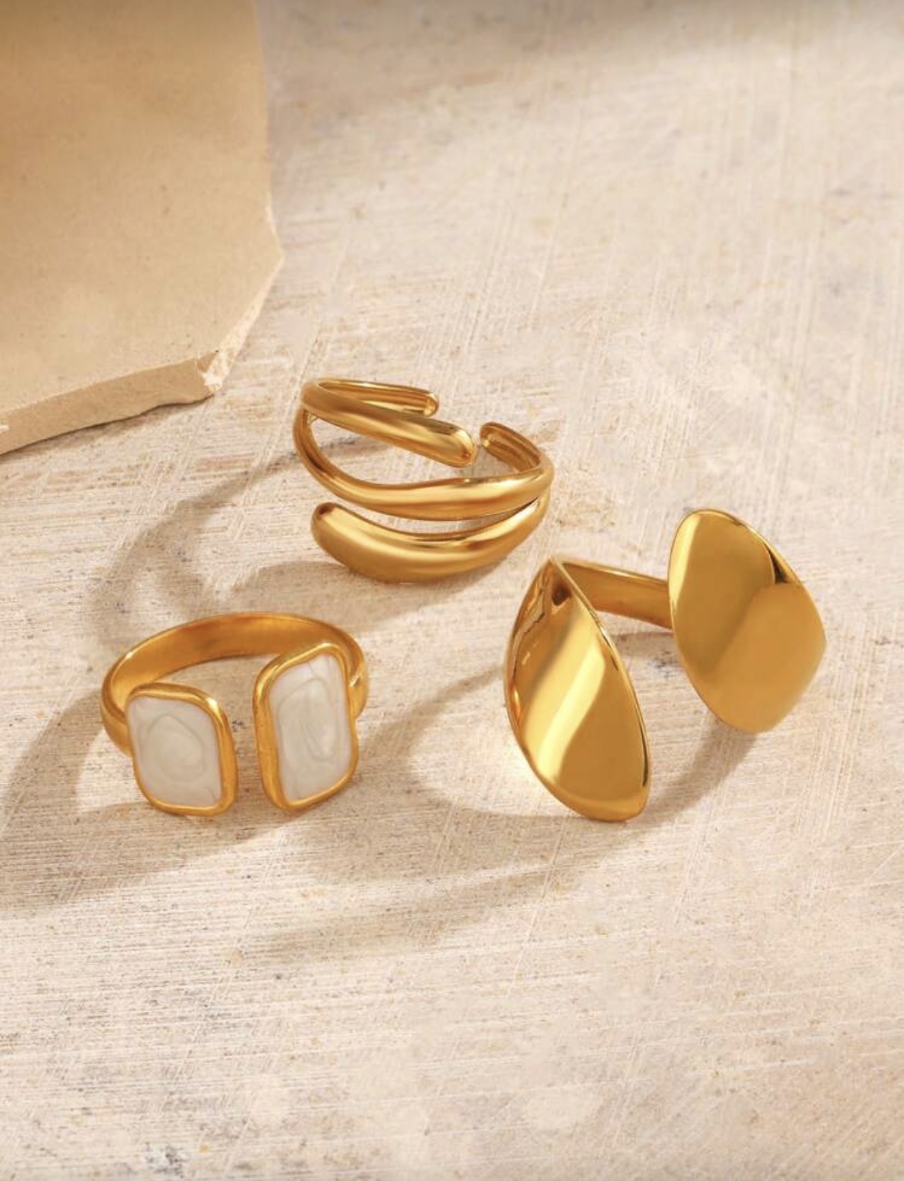 3 pièces Set de bijoux en acier inoxydable plaqué or 18 carats