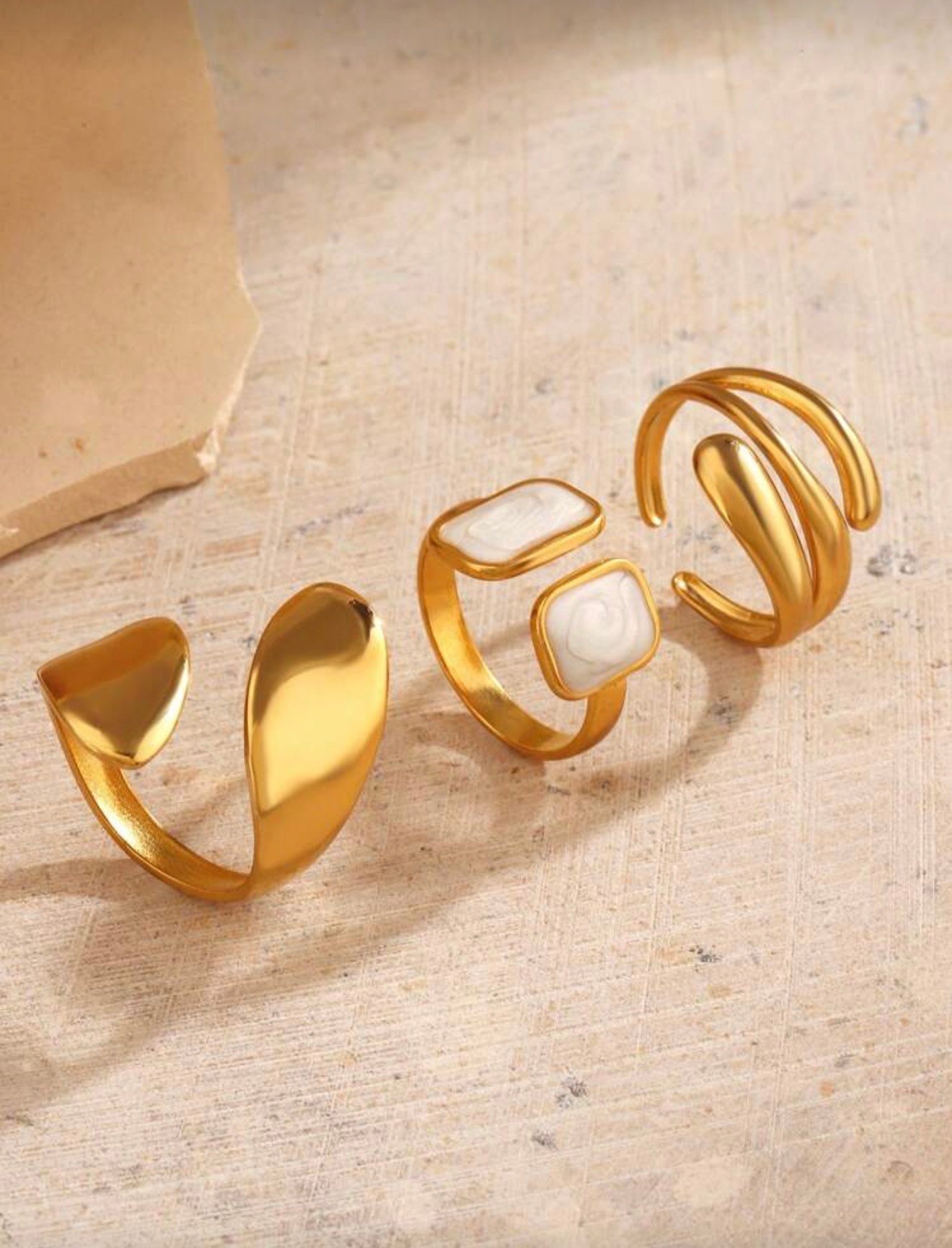 3 pièces Set de bijoux en acier inoxydable plaqué or 18 carats
