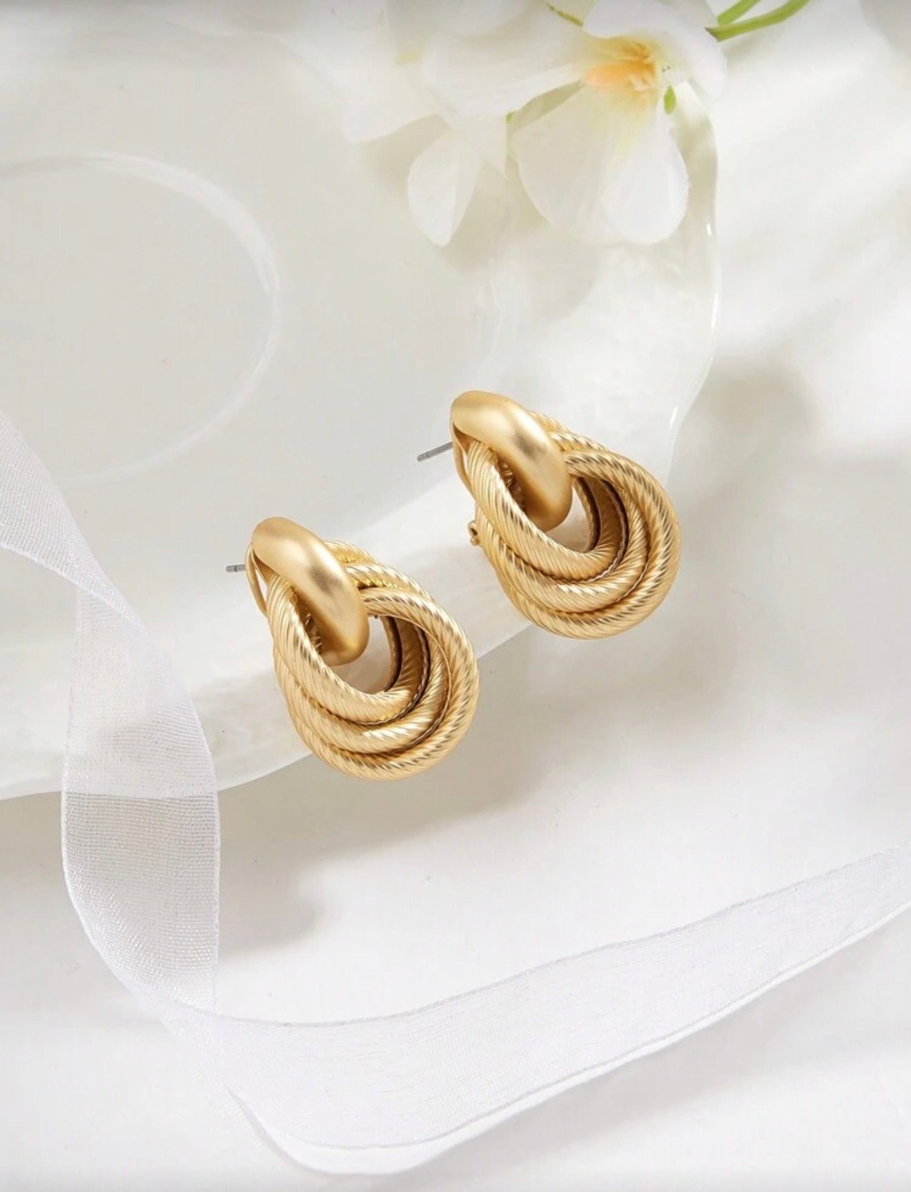 1 Paire De Clips D'oreille Géométriques Simples Et Torsadés Pour Dames